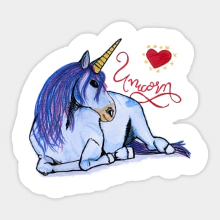 I love unicorns beautiful blue unicornio gift Sticker